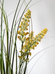 Gallery Home White Faux Potted Grass with Yellow Wildflower - Image 2 of 6