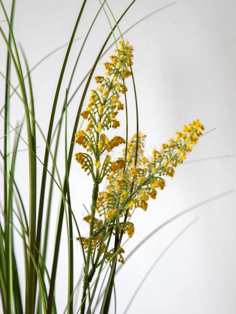 Gallery Home White Faux Potted Grass with Yellow Wildflower - Image 2 of 6