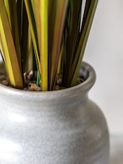 Gallery Home White Faux Potted Grass with Yellow Wildflower - Image 3 of 6