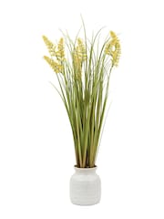 Gallery Home White Faux Potted Grass with Yellow Wildflower - Image 4 of 6