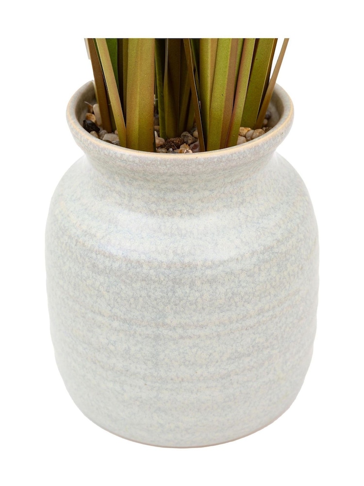Gallery Home White Faux Potted Grass with Yellow Wildflower - Image 6 of 6