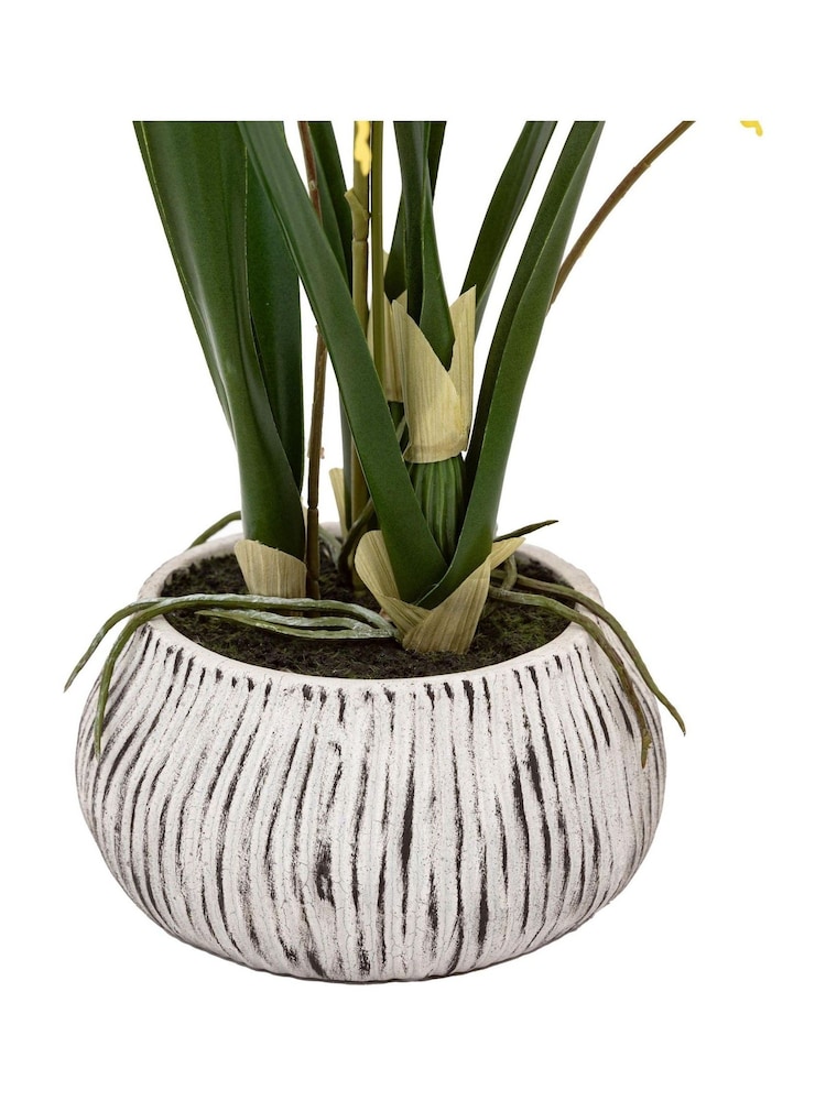 Gallery Home Yellow Faux Orchid in Low Ceramic Pot - Image 6 of 6 Gallery Home Yellow Faux Orchid in Low Ceramic Pot - Image 6 of 6