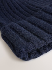 Navy Rib Knit Pom Hat - Image 2 of 3