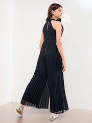 Lipsy Navy Blue Twist Halter Occasion Jumpsuit (5-16yrs) - Image 4 of 4