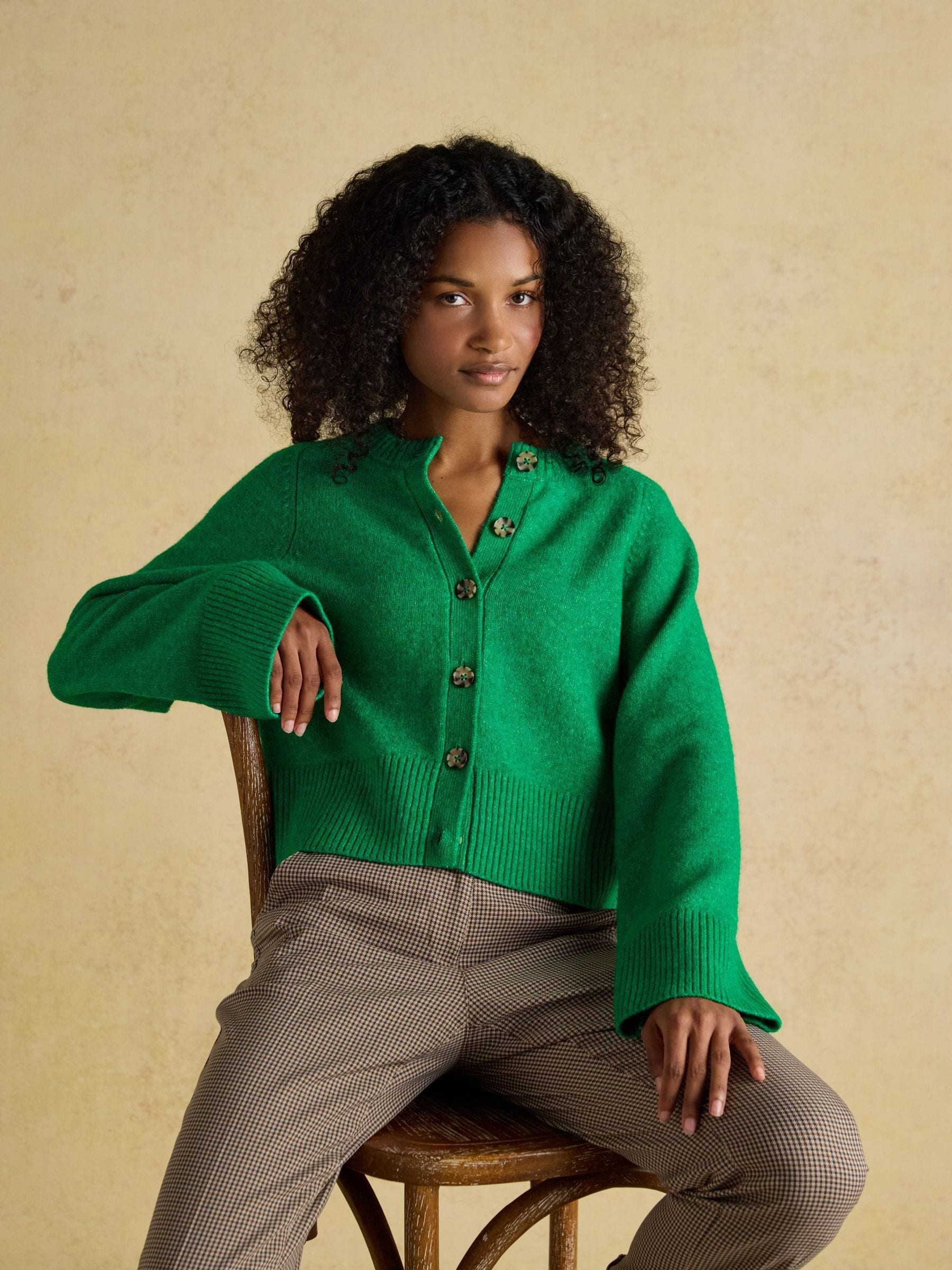 Buy Joules Green Relaxed Knitted Button Up Cardigan from Next Canada