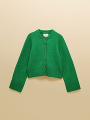 Joules Green Relaxed Knitted Round Neck Button Through Cardigan - Image 8 of 8