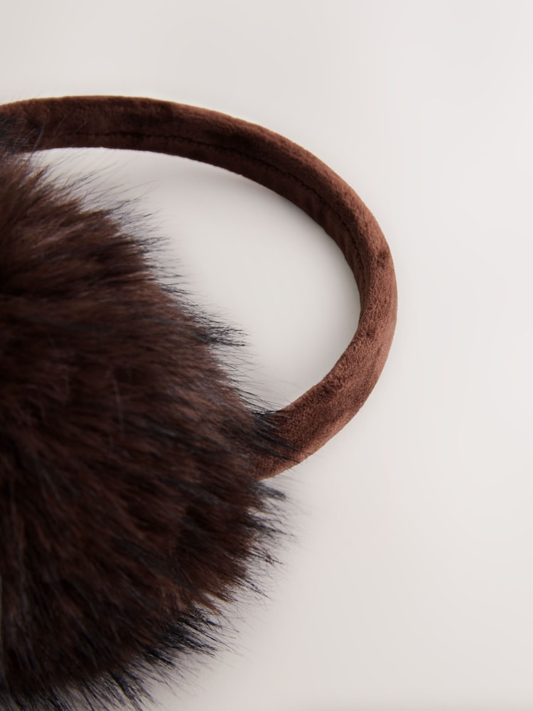 Chocolate Brown Faux Fur Ear Muff - Image 7 of 7