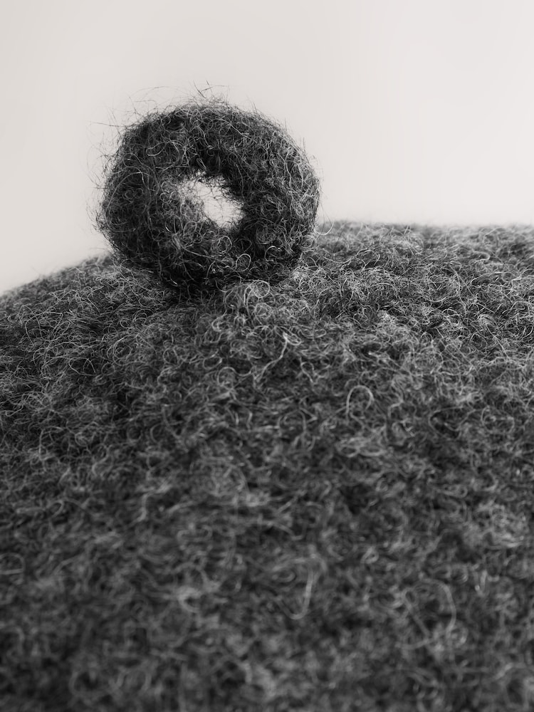 Charcoal Grey Knitted Boucle Beret Hat - Image 1 of 3
