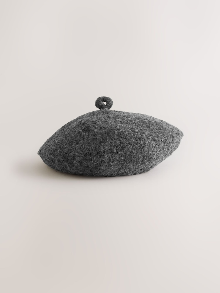 Charcoal Grey Knitted Boucle Beret Hat - Image 3 of 3