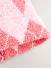 Red/Pink Argyle - Knitted Beanie - Slika 8 iz 8