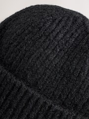 Black Ribbed Beanie Containing Wool Hat - Image 2 of 3