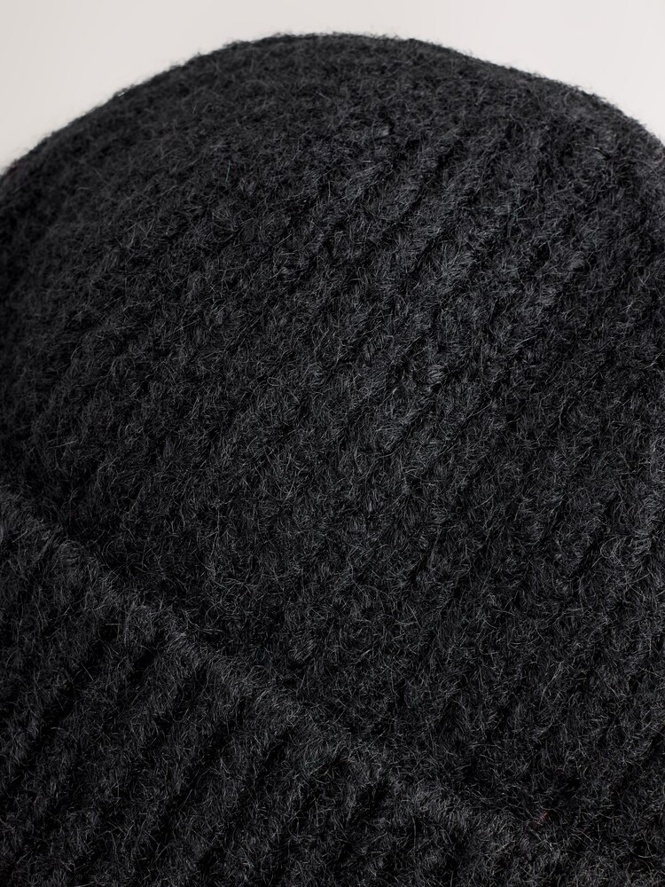 Black Ribbed Beanie Containing Wool Hat - Image 2 of 3