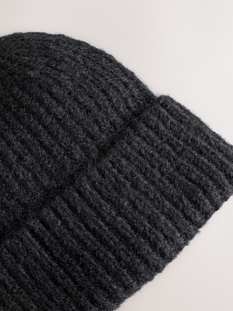 Black Ribbed Beanie Containing Wool Hat - Image 3 of 3