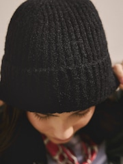 Negru - Căciulă în dungi care conține lână - Imaginea 4 din 7