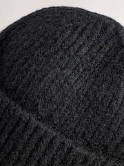 Negru - Căciulă în dungi care conține lână - Imaginea 6 din 7