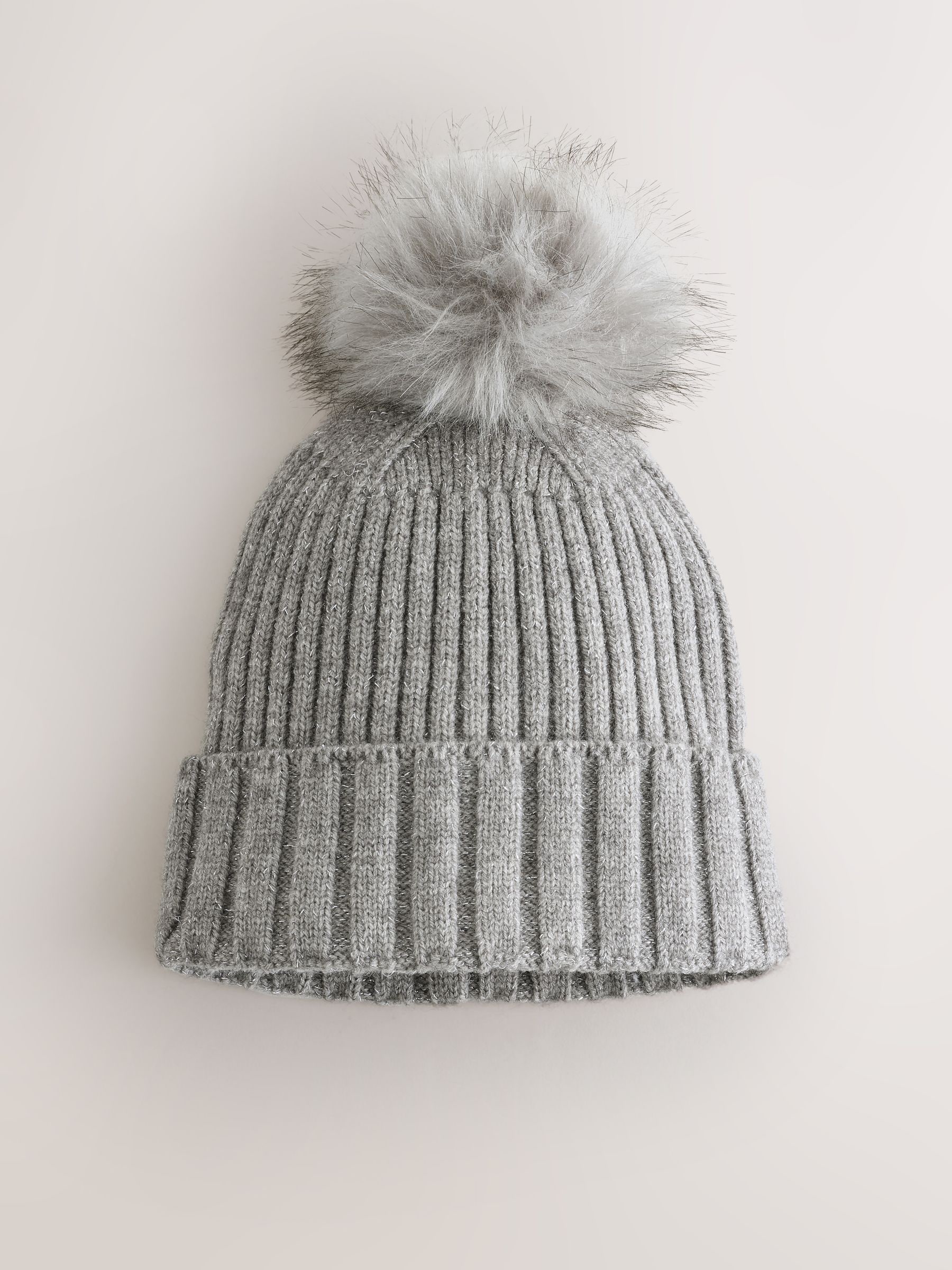 Buy Grey Rib Knit Pom Hat from the Next UK online shop
