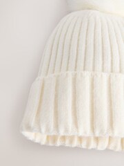 Ecru Rib Knit Pom Hat - Image 3 of 3