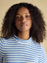 Joules Blue & White Striped Cotton Knitted Crew Neck Jumper - Image 4 of 8