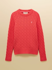Joules Classic Cable Red Cotton Crew Neck Jumper - Image 10 of 11