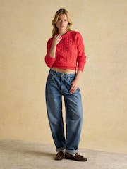 rdeča - Klasičen progast bombažen pulover z okroglim ovratnikom Joules - Slika 5 iz 8