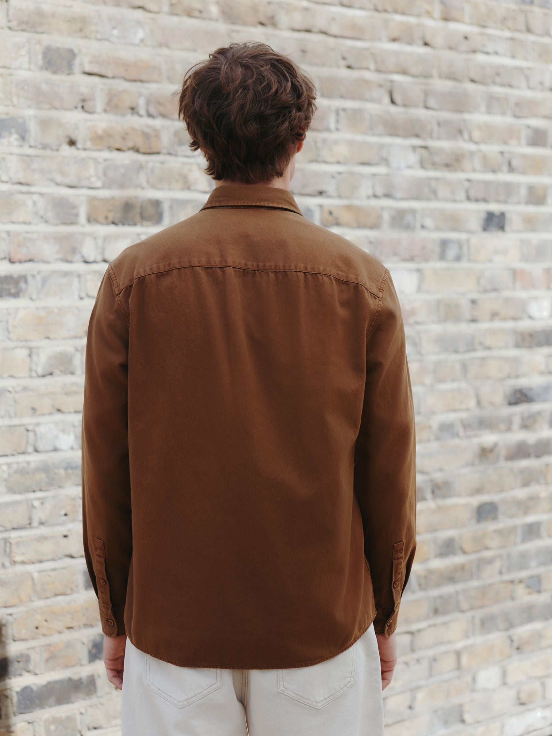 Buy Tan Brown Long Sleeve Garment Dyed Oxford Shirt from Next USA