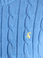 Joules Classic Cable Blue Cotton Crew Neck Jumper - Image 6 of 7