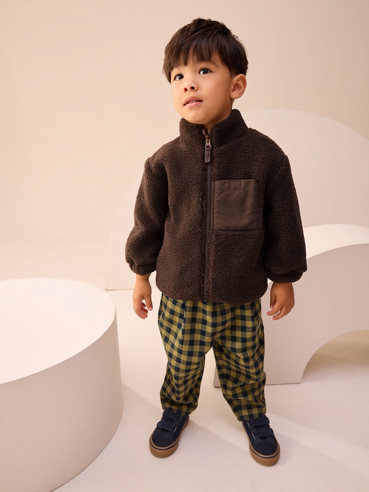 Chocolate Brown Plain Funnel Neck Fleece Zip Through (3mths-7yrs) - Image 1 of 9