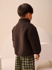 Chocolate Brown Plain Funnel Neck Fleece Zip Through (3mths-7yrs) - Image 2 of 9