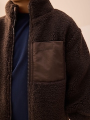 Chocolate Brown Plain Funnel Neck Fleece Zip Through (3mths-7yrs) - Image 4 of 9