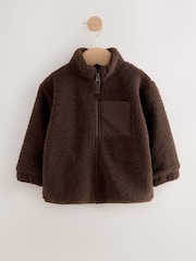Chocolate Brown Plain Funnel Neck Fleece Zip Through (3mths-7yrs) - Image 5 of 9