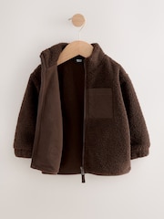 Chocolate Brown Plain Funnel Neck Fleece Zip Through (3mths-7yrs) - Image 6 of 9