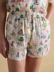 Joules Cream Fiesta Scene Short Satin Pyjama Set - Image 7 of 12