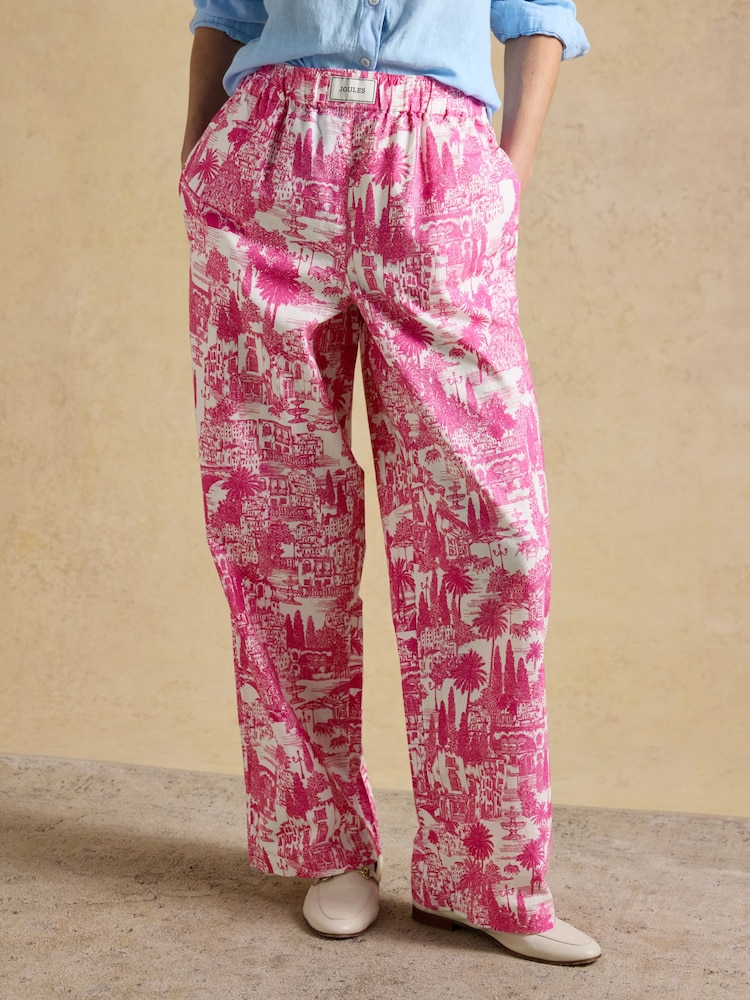 وردي - بنطلون قطن سهل الارتداء موديل Hallie من Joules - Image 1 of 8