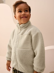 Stone Plain Funnel Neck Fleece Zip Through (3mths-7yrs) - Image 1 of 8