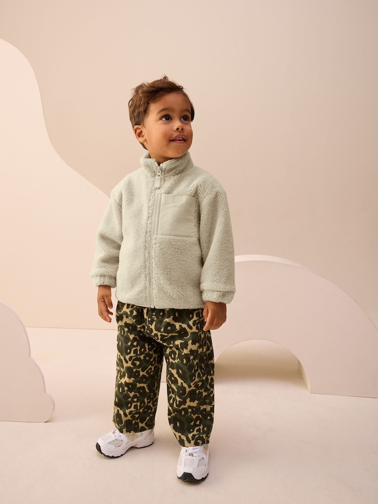 Stone Plain Funnel Neck Fleece Zip Through (3mths-7yrs) - Image 2 of 8