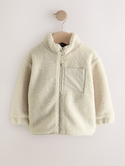 Stone Plain Funnel Neck Fleece Zip Through (3mths-7yrs) - Image 5 of 8