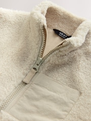 Stone Plain Funnel Neck Fleece Zip Through (3mths-7yrs) - Image 7 of 8