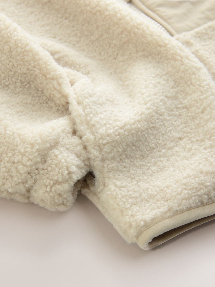 Stone Plain Funnel Neck Fleece Zip Through (3mths-7yrs) - Image 8 of 8