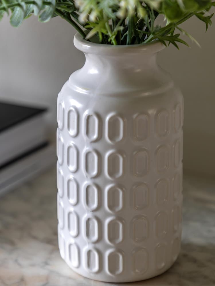 Gallery Home White Faux Retro Vase with Eucalyptus - Image 2 of 6