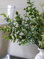 Gallery Home White Faux Retro Vase with Eucalyptus - Image 3 of 6