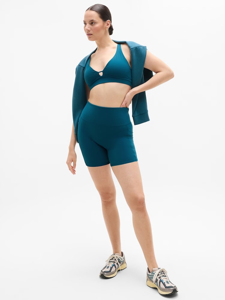 Athleta Teal Blue Salutation Stash High Rise 5" Shorts - Image 1 of 1