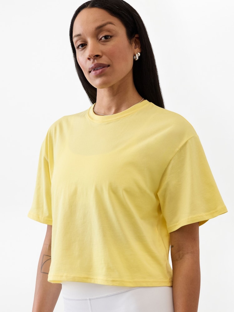 Athleta Yellow True Cotton Cropped T-Shirt - Image 1 of 1