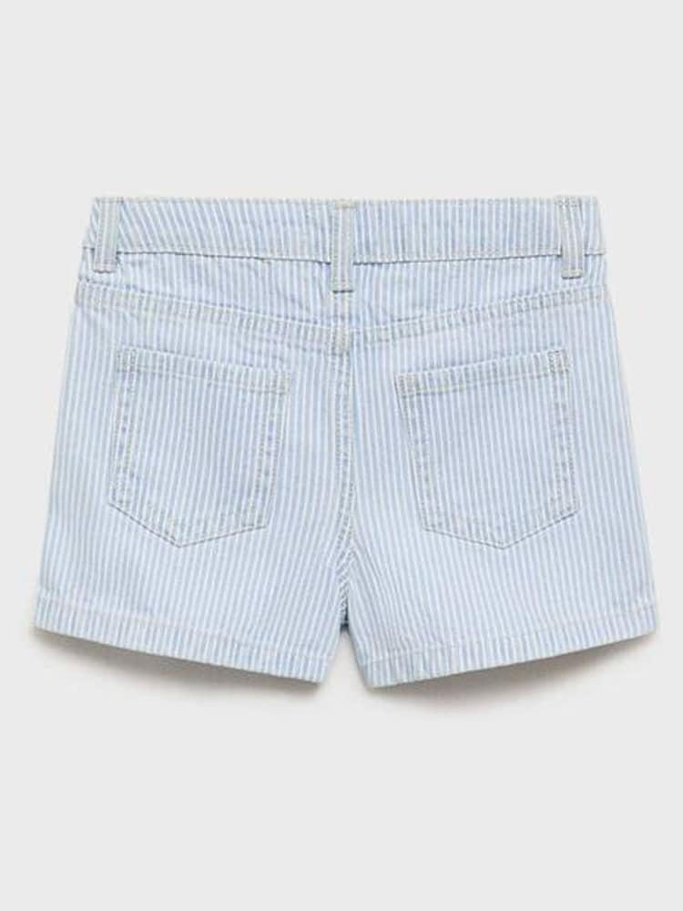 Mango Blue Stripe 100% Cotton Denim Shorts - Image 2 of 3