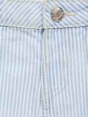 Mango Blue Stripe 100% Cotton Denim Shorts - Image 3 of 3