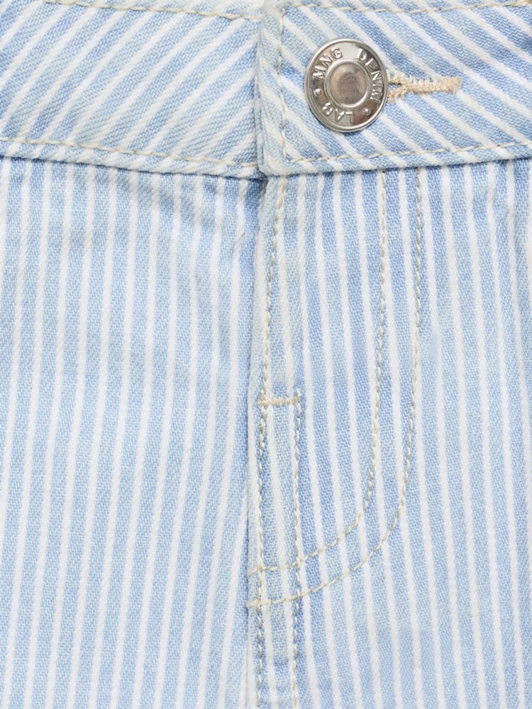 Mango Blue Stripe 100% Cotton Denim Shorts - Image 3 of 3
