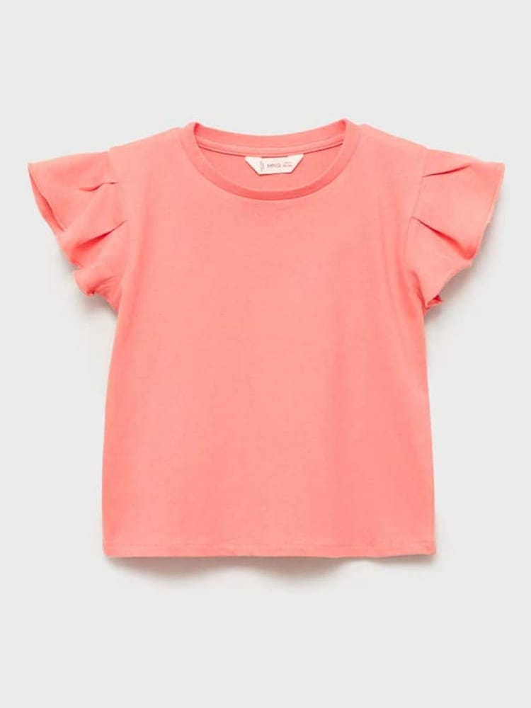 Mango Pink Ruffled Sleeve T-Shirt - Image 1 of 3