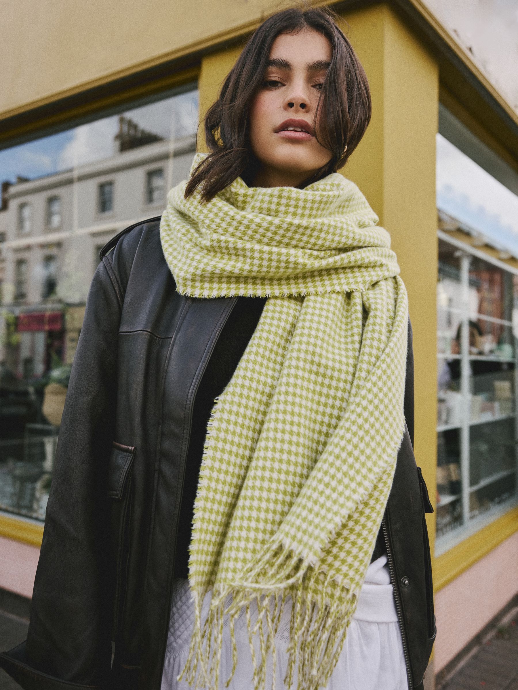 Buy Lime Green Houndstooth Midweight Scarf from the Next UK online