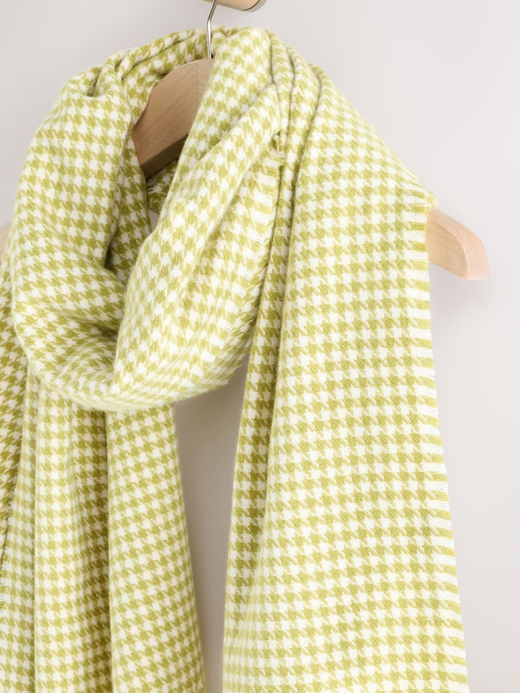 Lime Green Houndstooth Midweight Scarf - Image 2 of 3