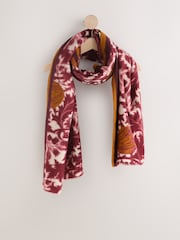 Berry Red Tapestry Floral Lightweight Scarf - Image 1 of 3