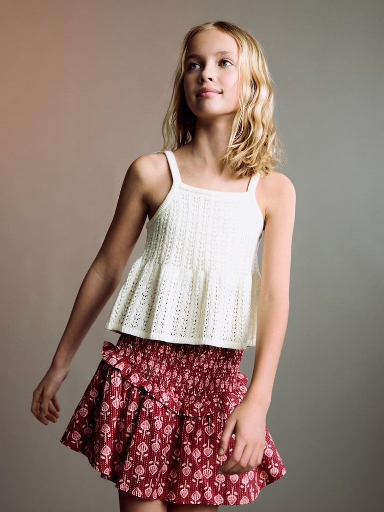 Mango Pink Ruffled Gathered Mini Skirt - Image 2 of 4 Mango Pink Ruffled Gathered Mini Skirt - Image 2 of 4